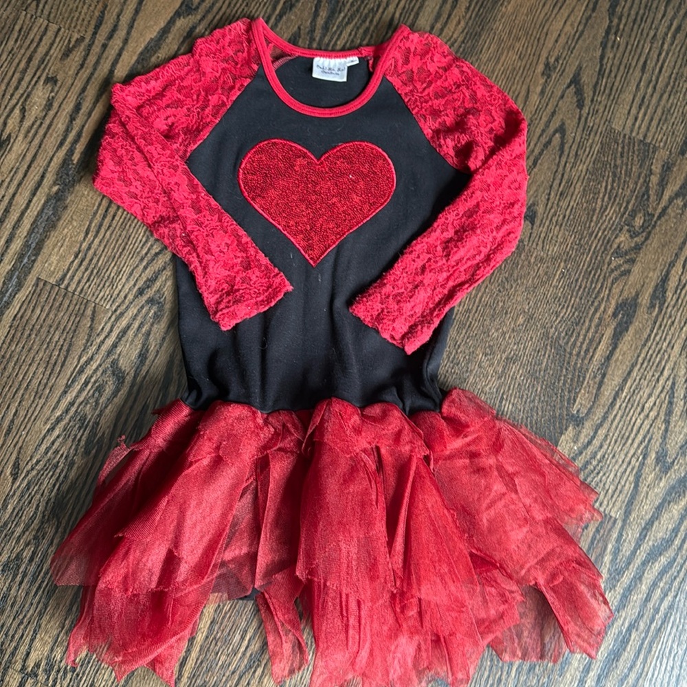 Oo lala Couture children's red heart dress size 8 . Gently worn a few times